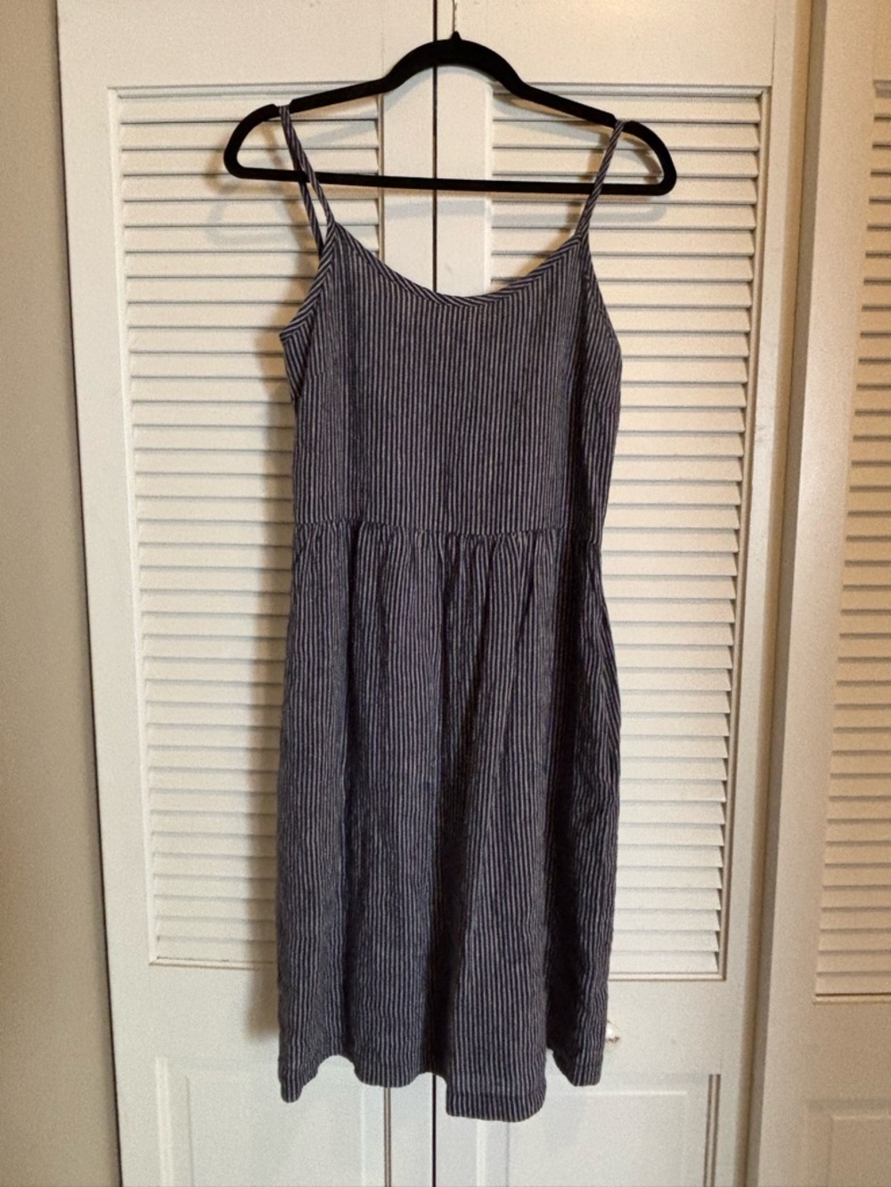 Pyne & Smith No.34 Dress in Small Indigo Stripe Linen - XS